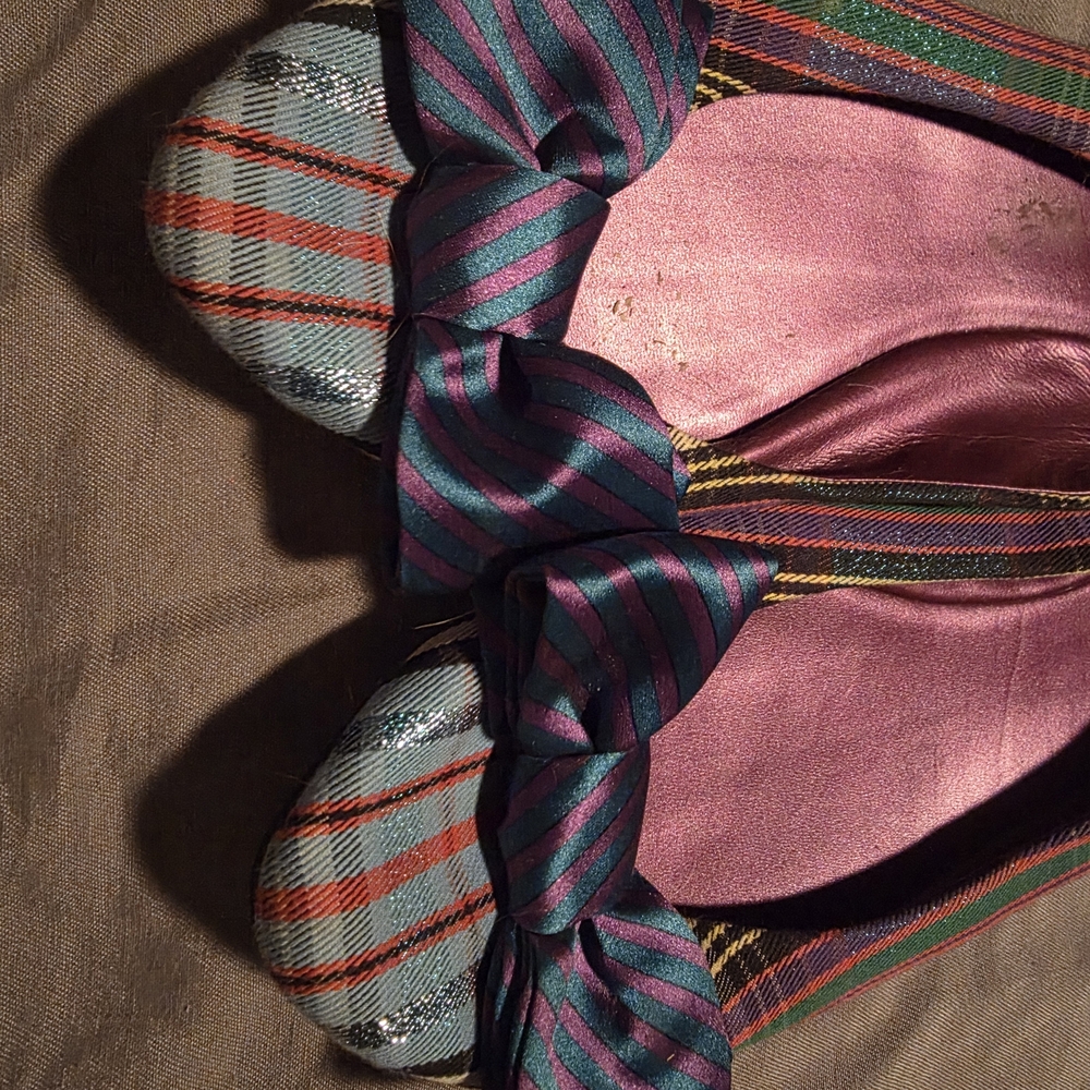 COACH Poppy - Striped Bow Flats with Pink Interior Size 10